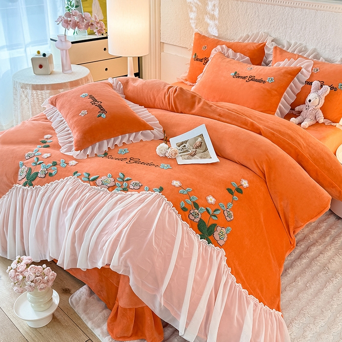 91家纺网 家纺一手货源 找家纺 （总）唐人居 2025新款高克重牛奶绒毛巾绣四件套--繁花