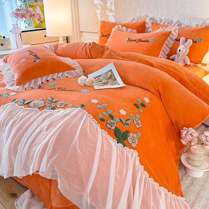 91家纺网 家纺一手货源 找家纺 （总）唐人居 2025新款高克重牛奶绒毛巾绣四件套--繁花