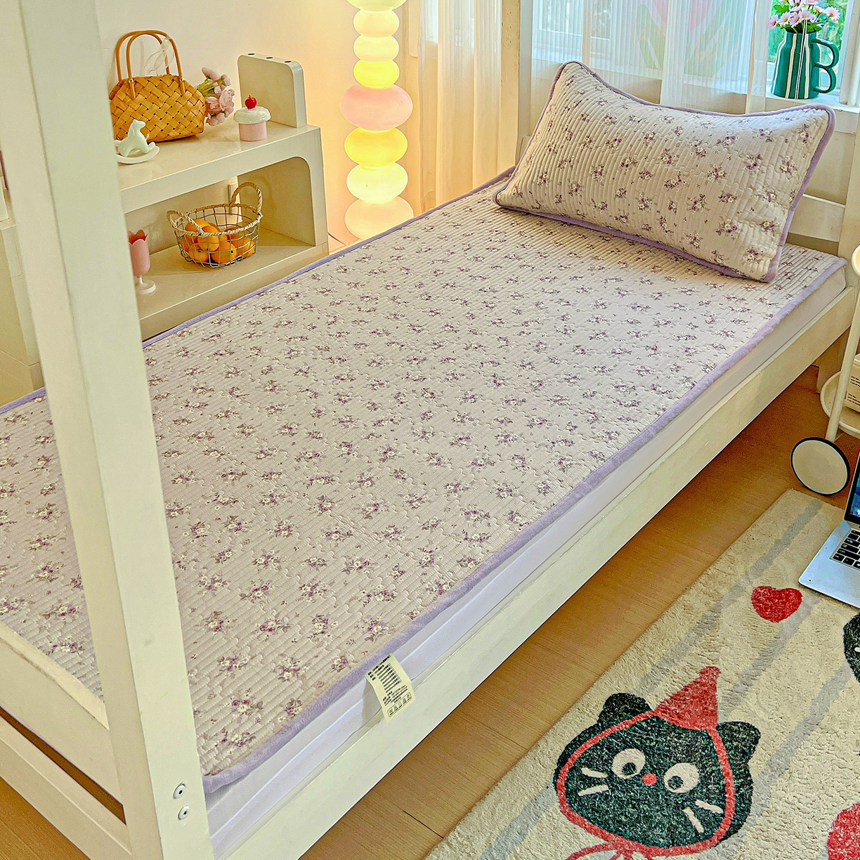 91家纺网 家纺一手货源 找家纺 （总）恒尚居 2025新款纯棉牛奶绒学生床垫 双面两用夹棉床单床垫-秋冬款 四季通用