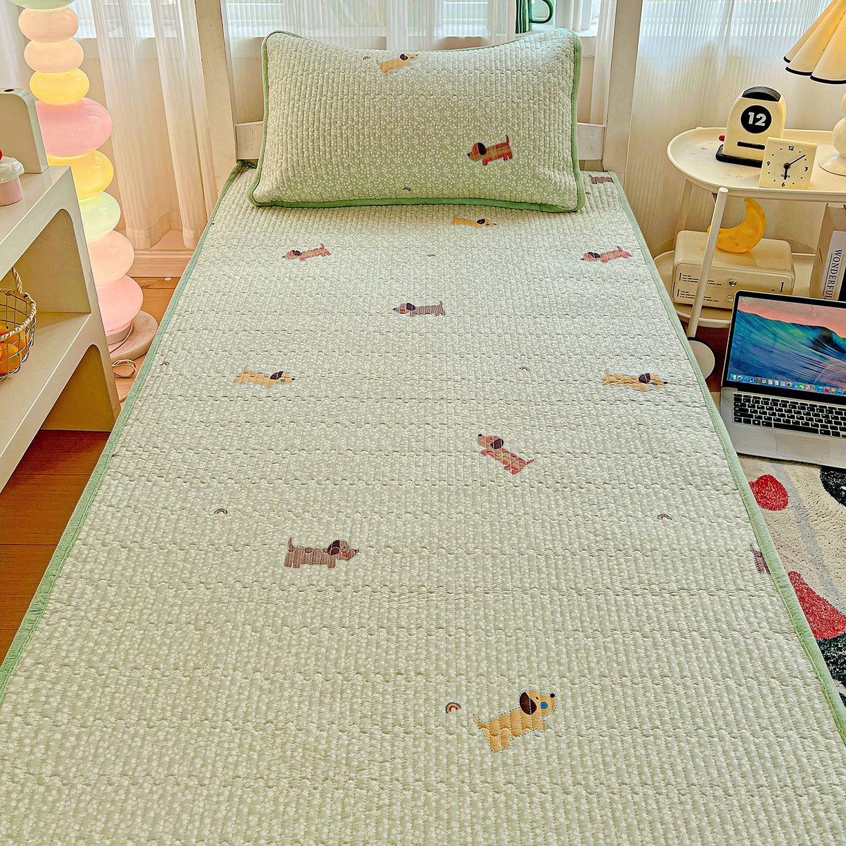 91家纺网 家纺一手货源 找家纺 恒尚居 2025新款纯棉牛奶绒学生床垫 双面两用夹棉床单床垫-秋冬款 四季通用 布丁狗-A纯棉-B牛奶绒