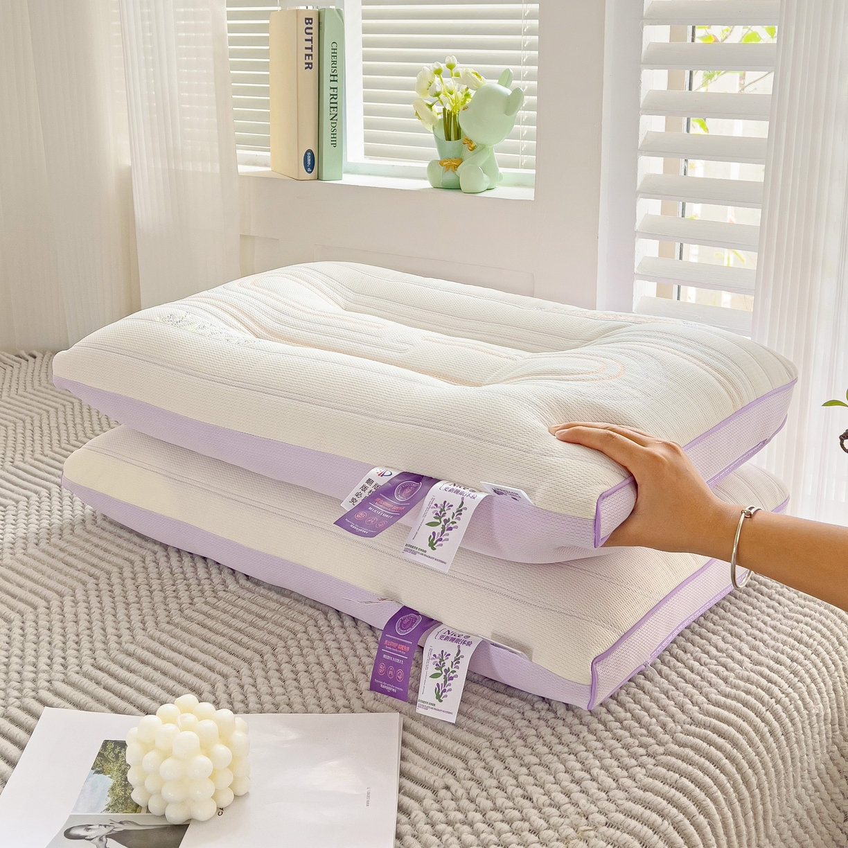 91家纺网 家纺一手货源 找家纺 （总）晚儿 2025新款薰衣草工学护颈枕头枕芯