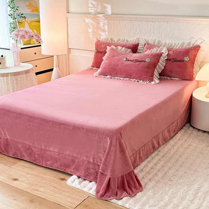 91家纺网 家纺一手货源 找家纺 唐人居 2025新款高克重牛奶绒毛巾绣四件套--繁花 繁花-深豆沙