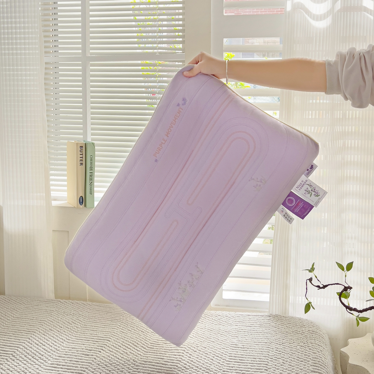 91家纺网 家纺一手货源 找家纺 晚儿 2025新款薰衣草工学护颈枕头枕芯 香芋紫