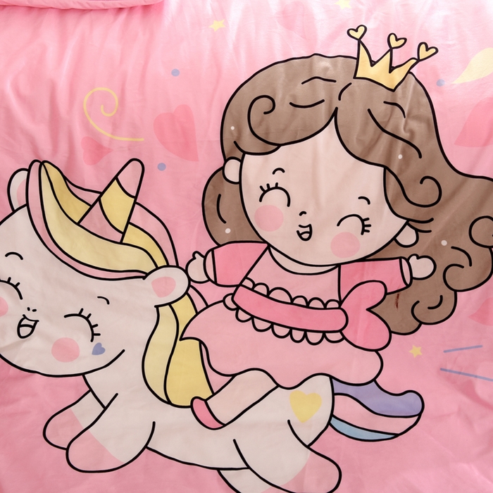 91家纺网 家纺一手货源 找家纺 萌宝家纺 2025秋冬幼儿园宝宝绒婴儿绒三件套被子六件套 木马公主