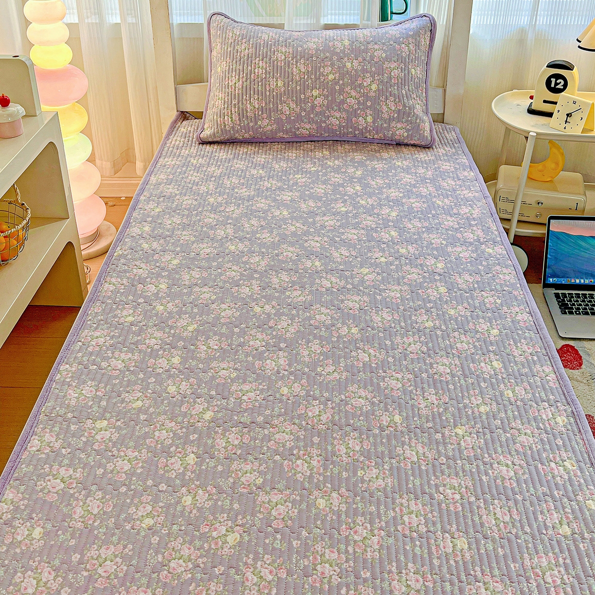 91家纺网 家纺一手货源 找家纺 恒尚居 2025新款纯棉牛奶绒学生床垫 双面两用夹棉床单床垫-秋冬款 四季通用 花田物语-A纯棉-B牛奶绒