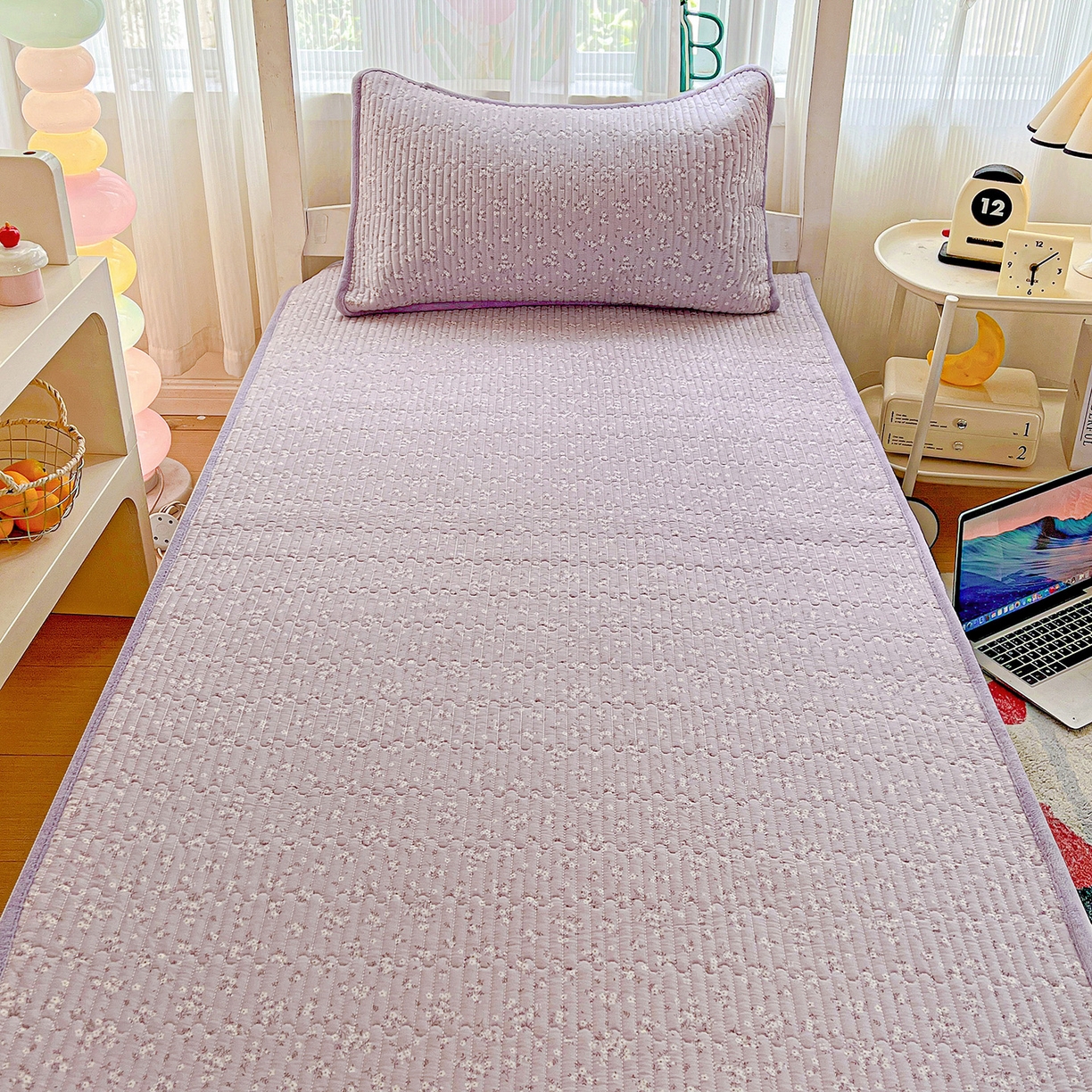 91家纺网 家纺一手货源 找家纺 恒尚居 2025新款纯棉牛奶绒学生床垫 双面两用夹棉床单床垫-秋冬款 四季通用 花言-A纯棉-B牛奶绒