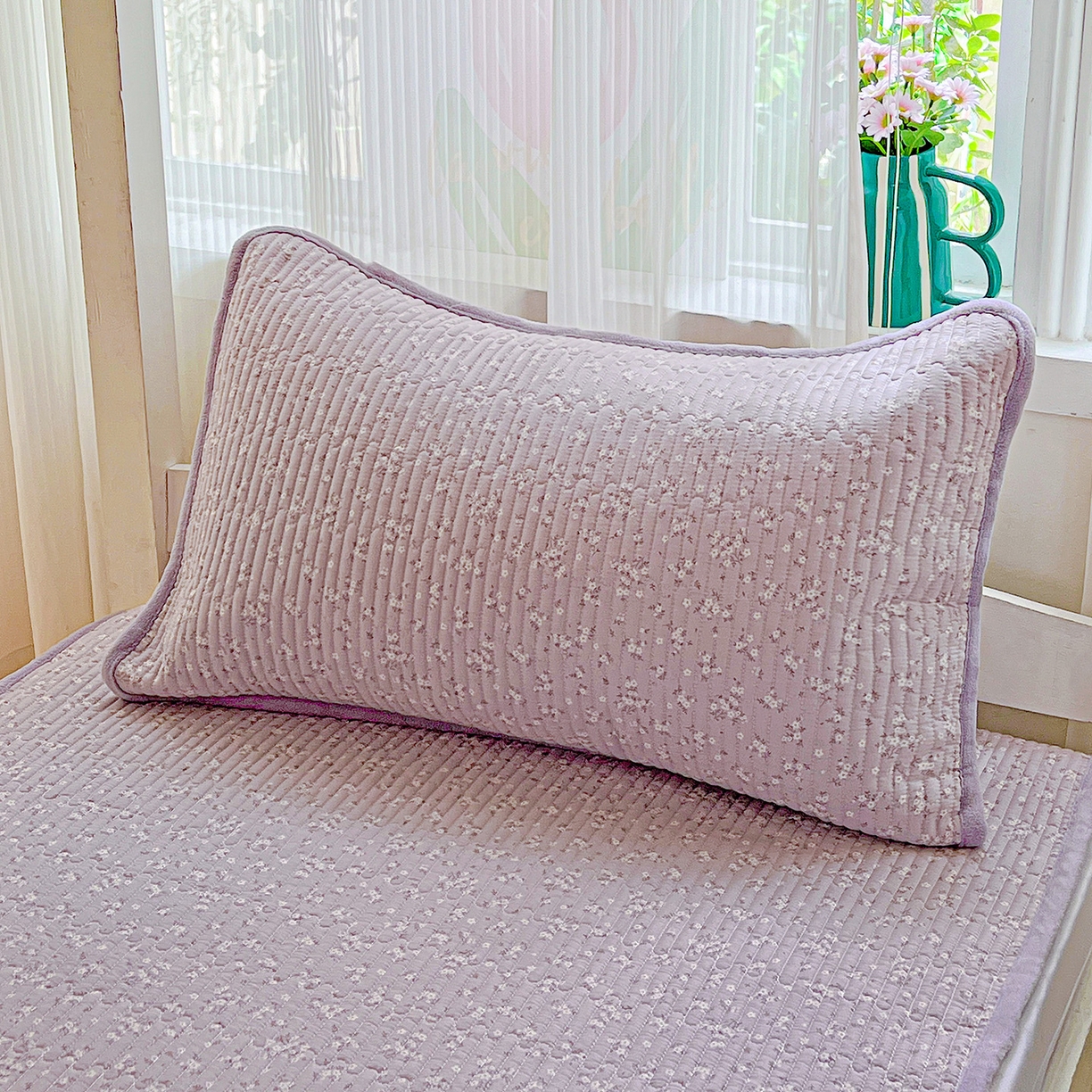 91家纺网 家纺一手货源 找家纺 恒尚居 2025新款纯棉牛奶绒学生床垫 双面两用夹棉床单床垫-秋冬款 四季通用 花言-A纯棉-B牛奶绒