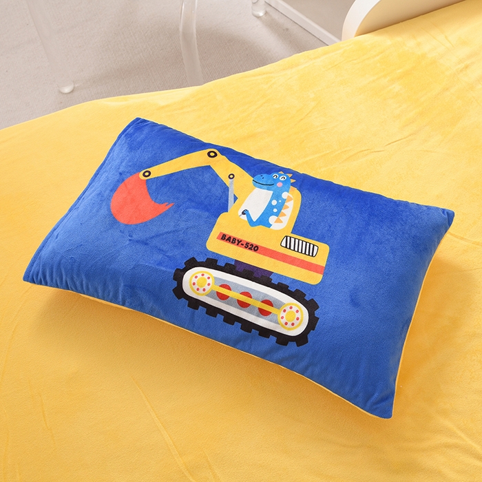 91家纺网 家纺一手货源 找家纺 萌宝家纺 2025秋冬幼儿园宝宝绒婴儿绒三件套被子六件套 挖掘机