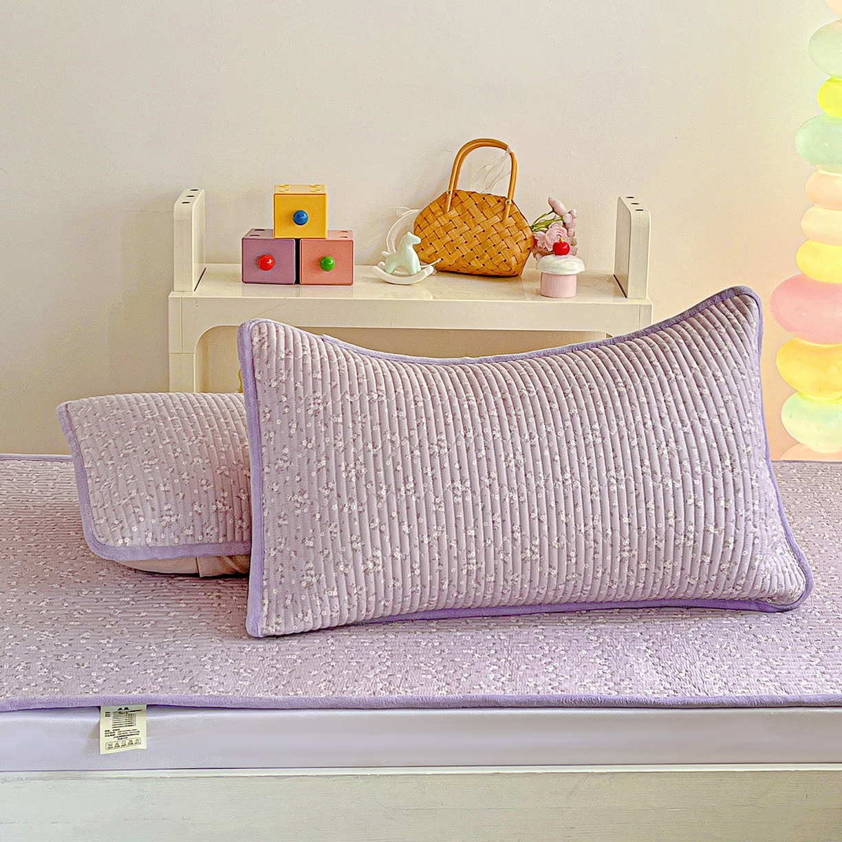 91家纺网 家纺一手货源 找家纺 恒尚居 2025新款纯棉牛奶绒学生床垫 双面两用夹棉床单床垫-秋冬款 四季通用 花言-A纯棉-B牛奶绒