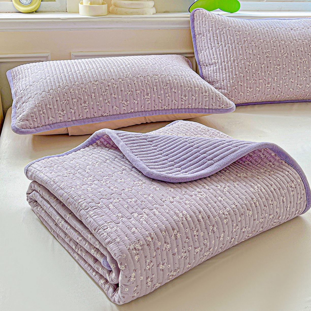 91家纺网 家纺一手货源 找家纺 恒尚居 2025新款纯棉牛奶绒学生床垫 双面两用夹棉床单床垫-秋冬款 四季通用 花言-A纯棉-B牛奶绒