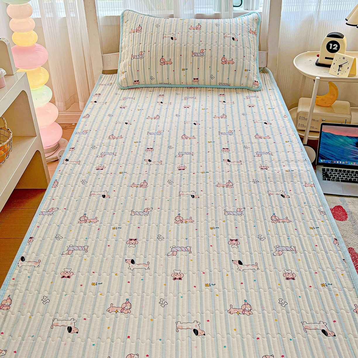 91家纺网 家纺一手货源 找家纺 恒尚居 2025新款纯棉牛奶绒学生床垫 双面两用夹棉床单床垫-秋冬款 四季通用 机灵旺仔-A纯棉-B牛奶绒