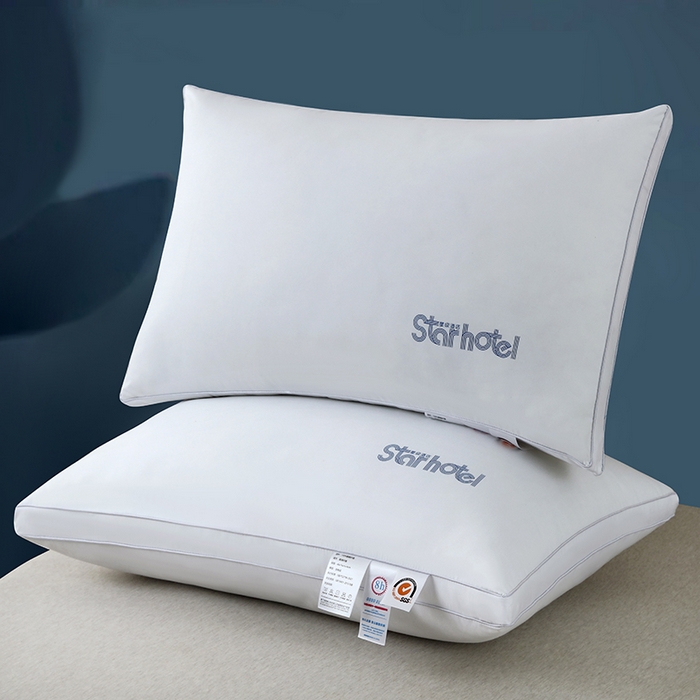 91家纺网 家纺一手货源 找家纺 永乐枕芯 2025新款keep磨毛羽丝绒枕枕头枕芯 白色烫花双边