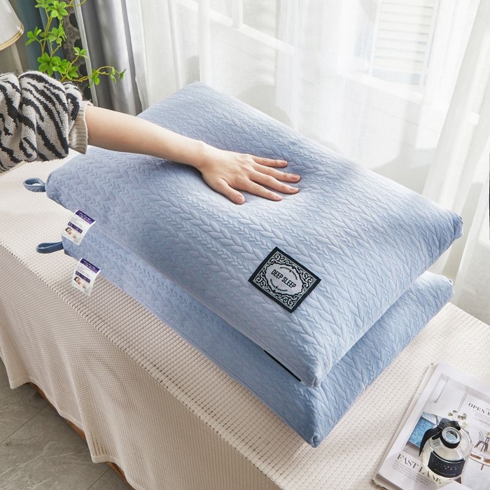 91家纺网 家纺一手货源 找家纺 小米枕芯 2025新款针织麻花枕头枕芯 麻花蓝【单只装】