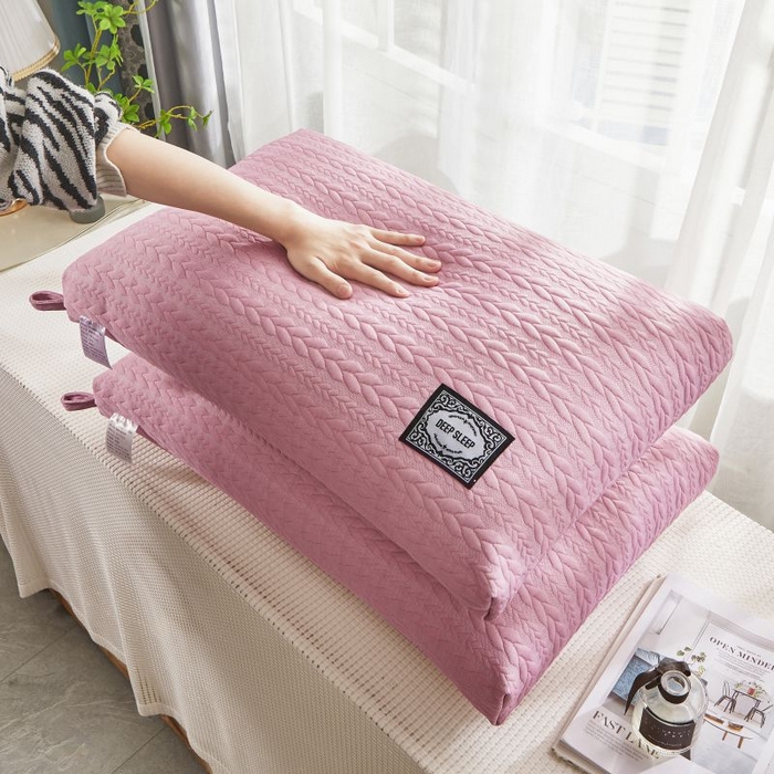 91家纺网 家纺一手货源 找家纺 小米枕芯 2025新款针织麻花枕头枕芯 麻花粉【一对装】