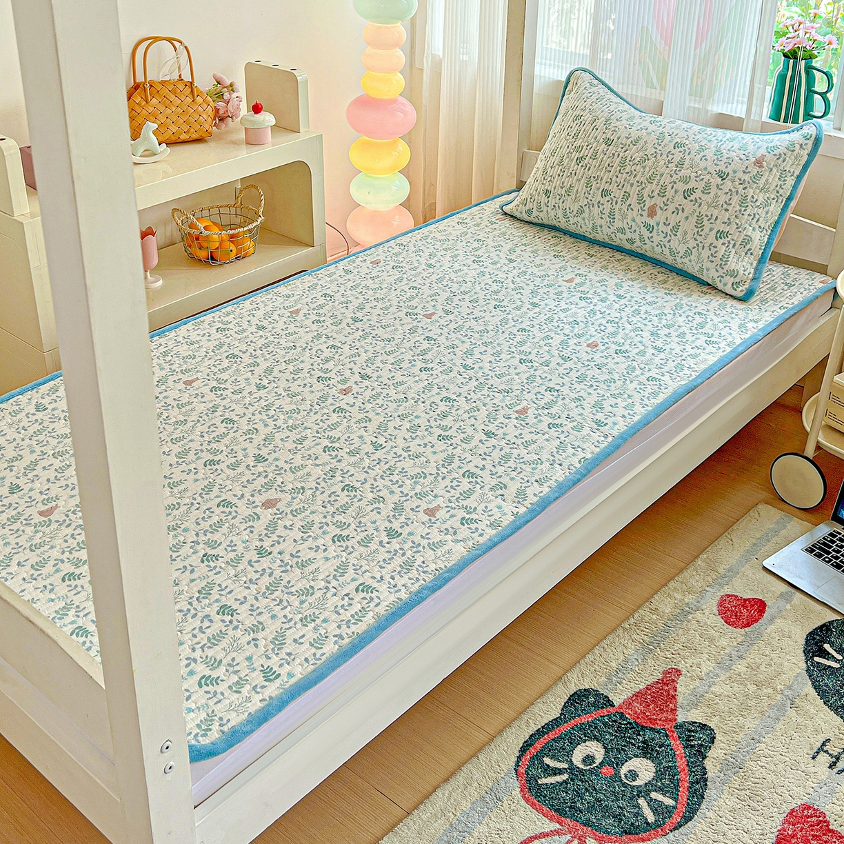 恒尚居 2025新款纯棉牛奶绒学生床垫 双面两用夹棉床单床垫-秋冬款 四季通用 绿野仙踪-A纯棉-B牛奶绒