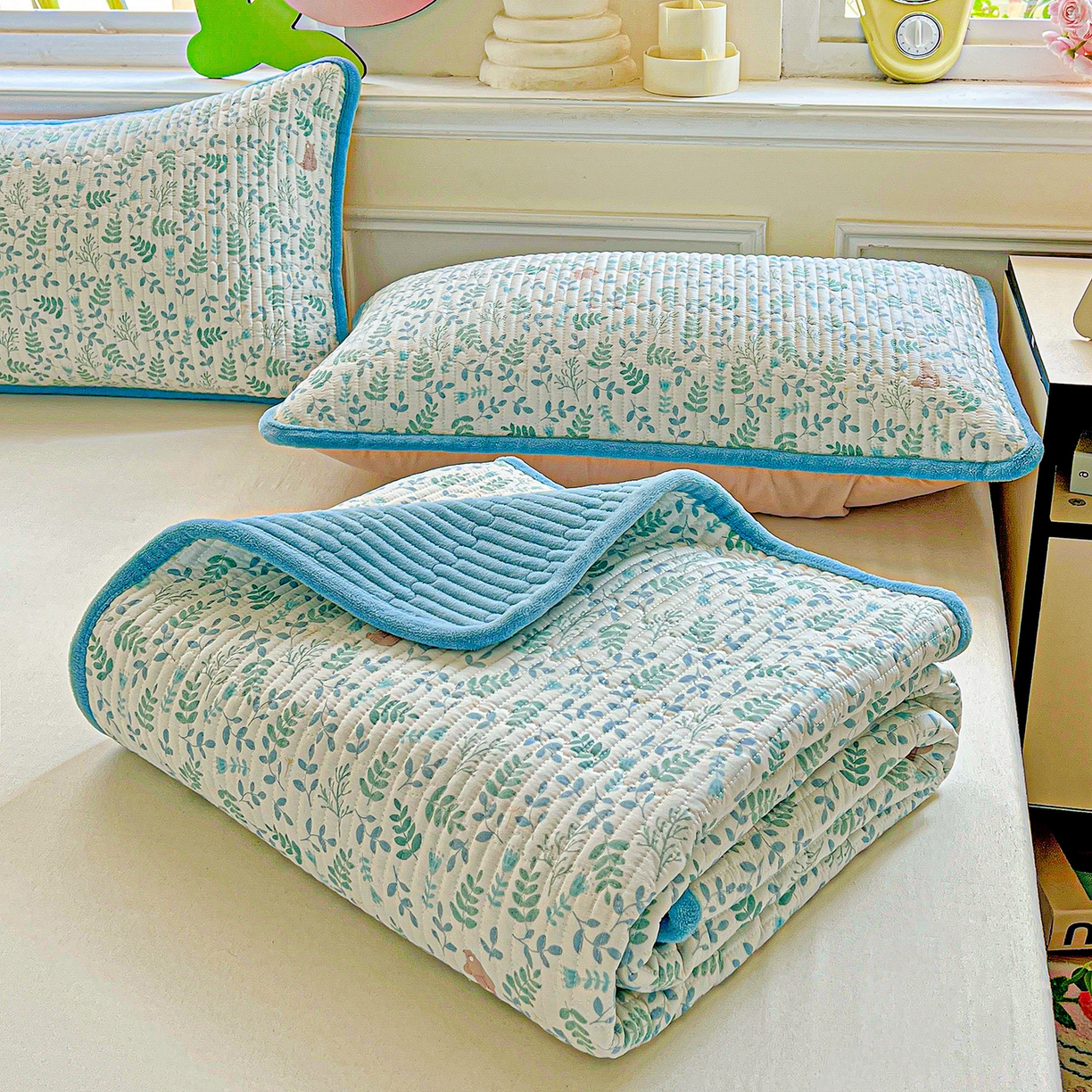 91家纺网 家纺一手货源 找家纺 恒尚居 2025新款纯棉牛奶绒学生床垫 双面两用夹棉床单床垫-秋冬款 四季通用 绿野仙踪-A纯棉-B牛奶绒