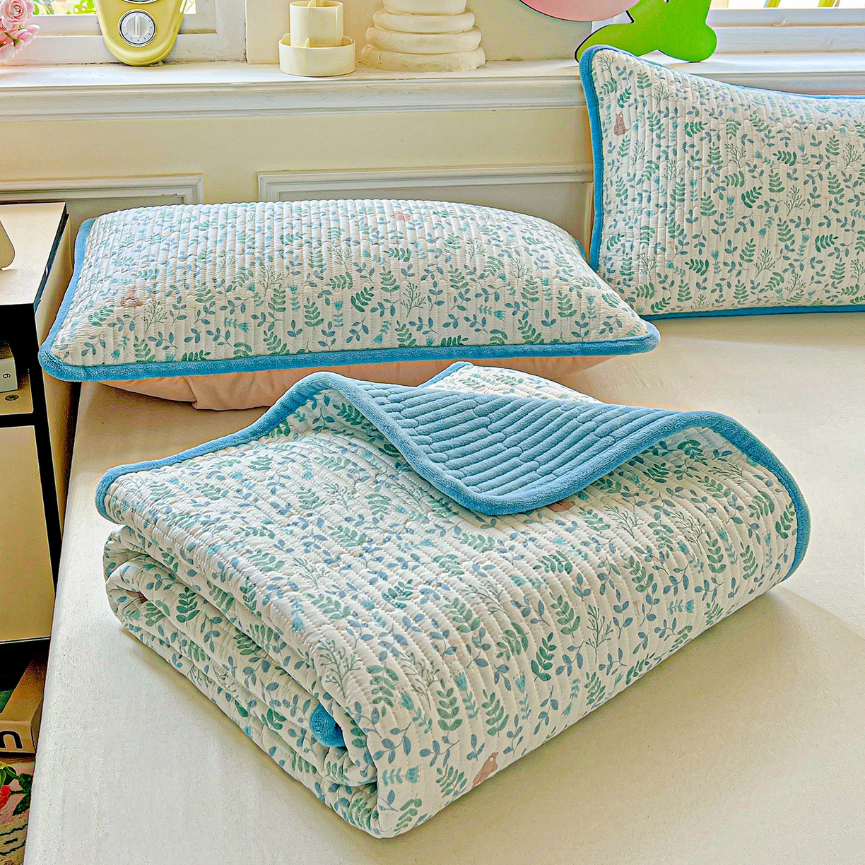 91家纺网 家纺一手货源 找家纺 恒尚居 2025新款纯棉牛奶绒学生床垫 双面两用夹棉床单床垫-秋冬款 四季通用 绿野仙踪-A纯棉-B牛奶绒