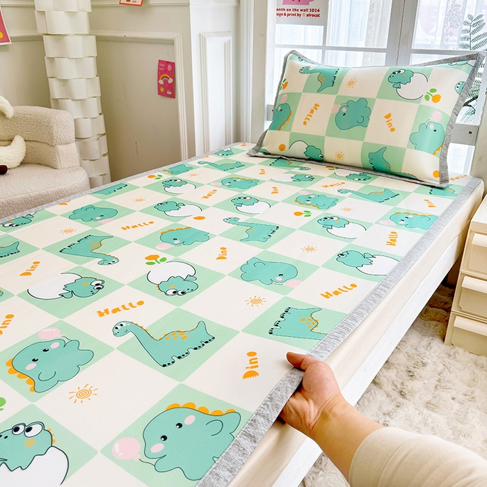 91家纺网 家纺一手货源 找家纺 （总）萌宝家纺 2025新款小清新卡通学生宿舍凉席幼儿园小学生冰丝席冰藤软席