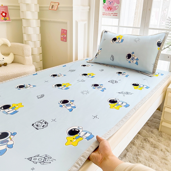 91家纺网 家纺一手货源 找家纺 （总）萌宝家纺 2025新款小清新卡通学生宿舍凉席幼儿园小学生冰丝席冰藤软席