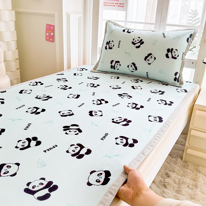 91家纺网 家纺一手货源 找家纺 （总）萌宝家纺 2025新款小清新卡通学生宿舍凉席幼儿园小学生冰丝席冰藤软席