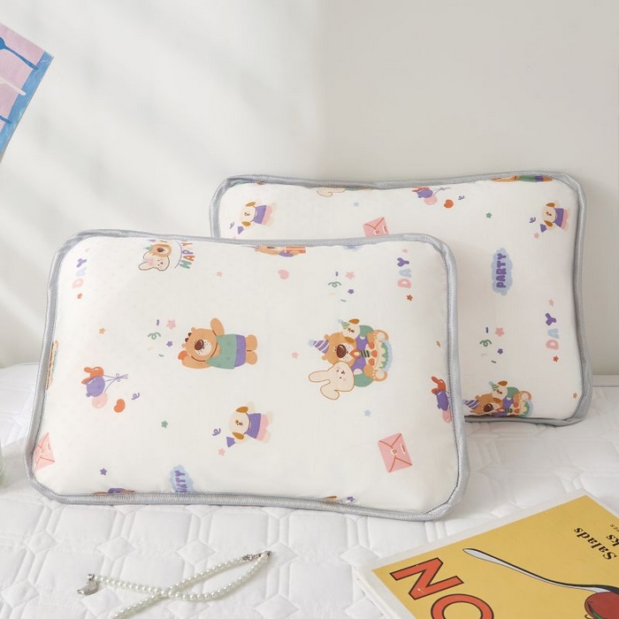 91家纺网 家纺一手货源 找家纺 小米枕芯 2025新款全棉儿童凉感冰爽柔软舒适亲肤枕头枕芯 白色生日派对【一对装】