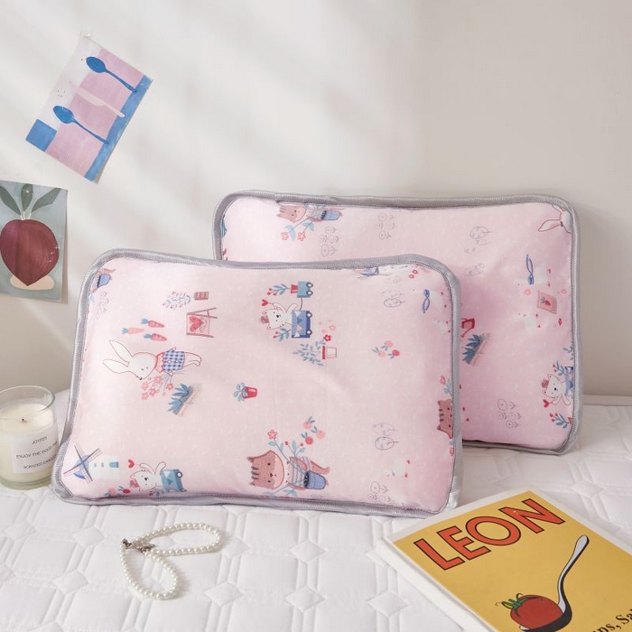 91家纺网 家纺一手货源 找家纺 小米枕芯 2025新款全棉儿童凉感冰爽柔软舒适亲肤枕头枕芯 粉色花园【一对装】