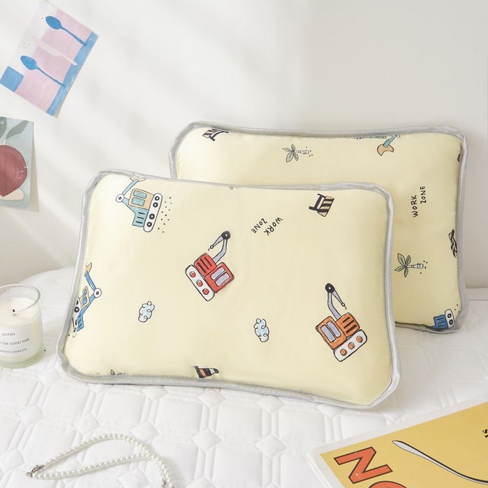 91家纺网 家纺一手货源 找家纺 小米枕芯 2025新款全棉儿童凉感冰爽柔软舒适亲肤枕头枕芯 米色挖掘机【一对装】