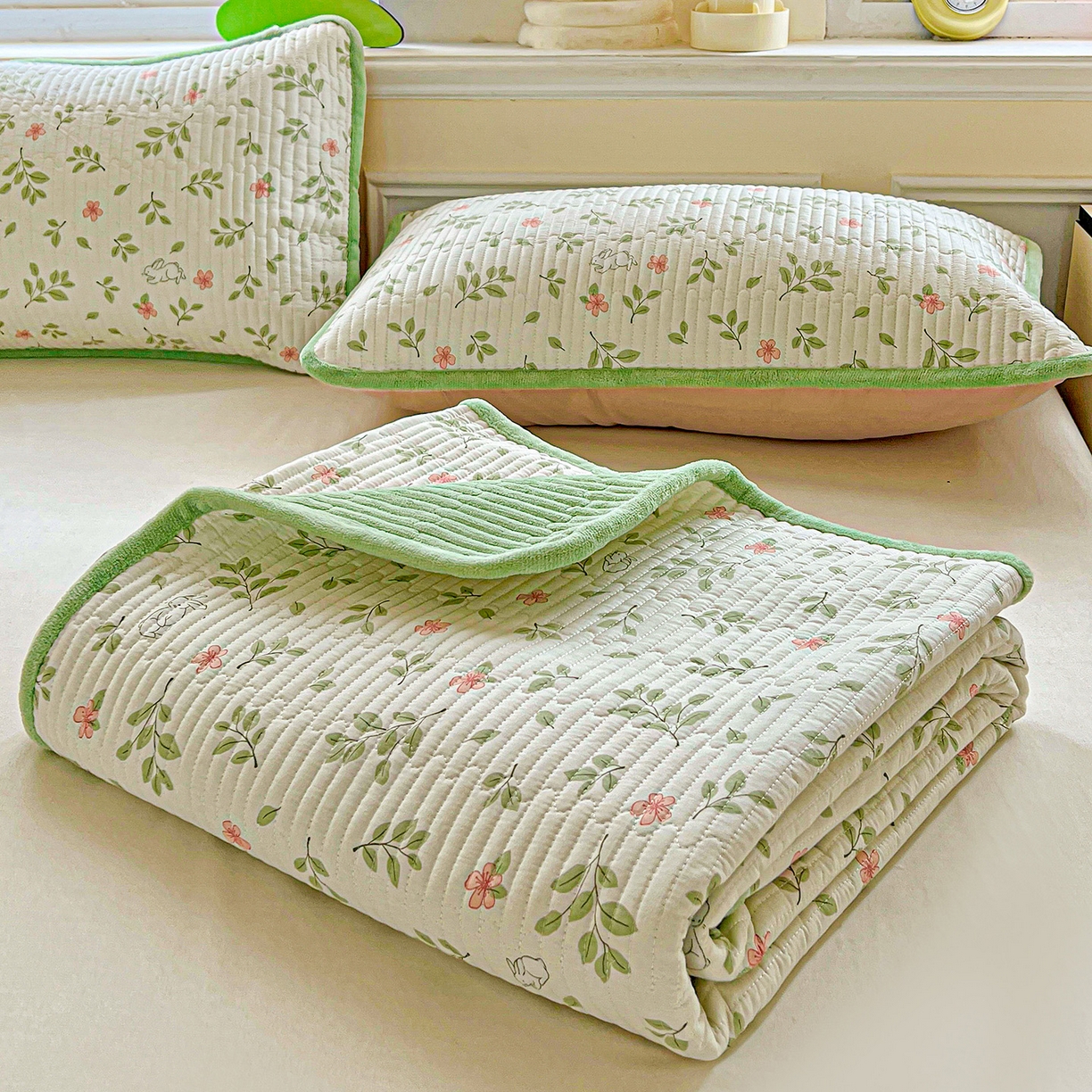 91家纺网 家纺一手货源 找家纺 恒尚居 2025新款纯棉牛奶绒学生床垫 双面两用夹棉床单床垫-秋冬款 四季通用 清新雅韵-A纯棉-B牛奶绒