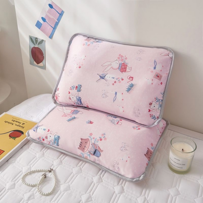 91家纺网 家纺一手货源 找家纺 小米枕芯 2025新款全棉儿童凉感冰爽柔软舒适亲肤枕头枕芯 粉色花园【单只装】