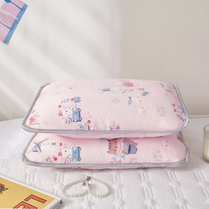 91家纺网 家纺一手货源 找家纺 小米枕芯 2025新款全棉儿童凉感冰爽柔软舒适亲肤枕头枕芯 粉色花园【单只装】