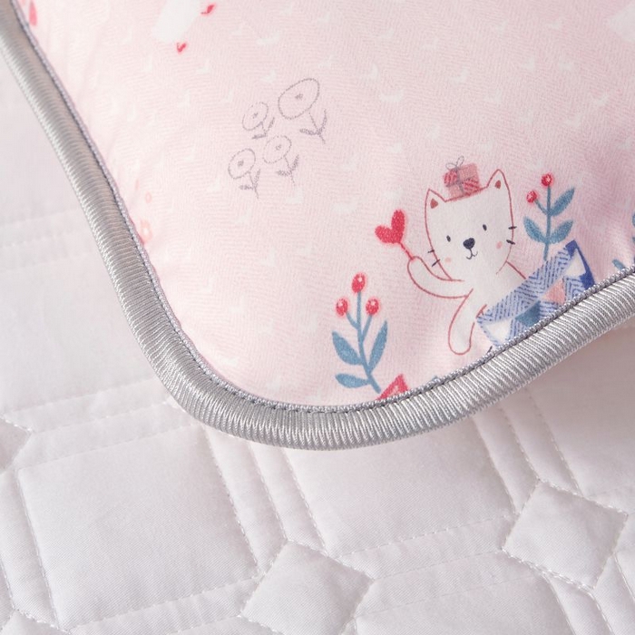 91家纺网 家纺一手货源 找家纺 小米枕芯 2025新款全棉儿童凉感冰爽柔软舒适亲肤枕头枕芯 粉色花园【单只装】