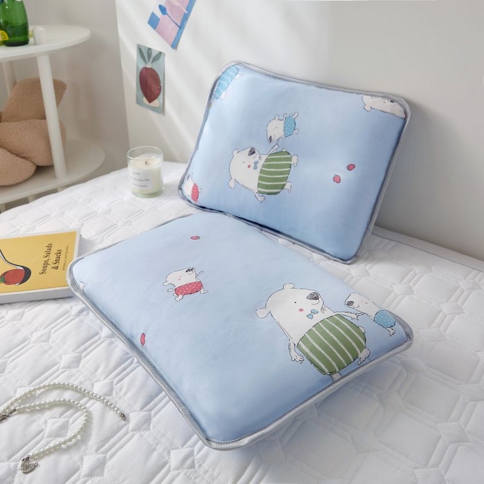 91家纺网 家纺一手货源 找家纺 小米枕芯 2025新款全棉儿童凉感冰爽柔软舒适亲肤枕头枕芯 蓝色小熊【单只装】