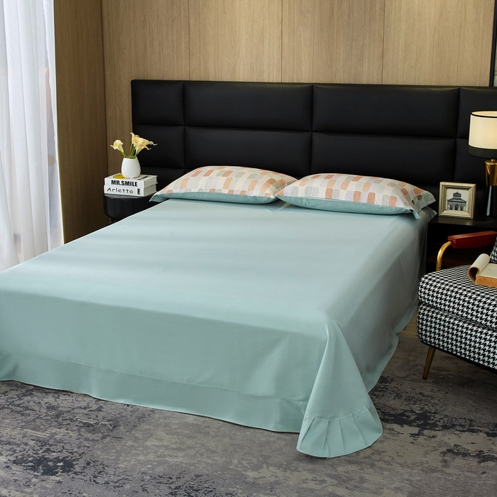 91家纺网 家纺一手货源 找家纺 沐白家居 2025新款全棉生态磨毛印花四件套-纽扣工艺款 闲偶-绿