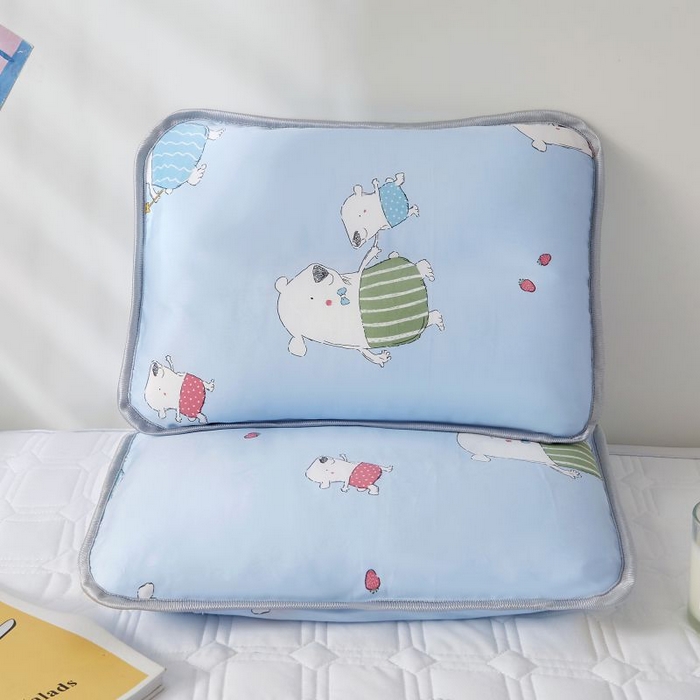 91家纺网 家纺一手货源 找家纺 小米枕芯 2025新款全棉儿童凉感冰爽柔软舒适亲肤枕头枕芯 蓝色小熊【单只装】