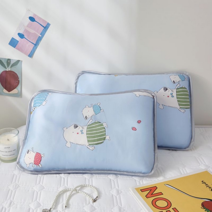 91家纺网 家纺一手货源 找家纺 小米枕芯 2025新款全棉儿童凉感冰爽柔软舒适亲肤枕头枕芯 蓝色小熊【单只装】