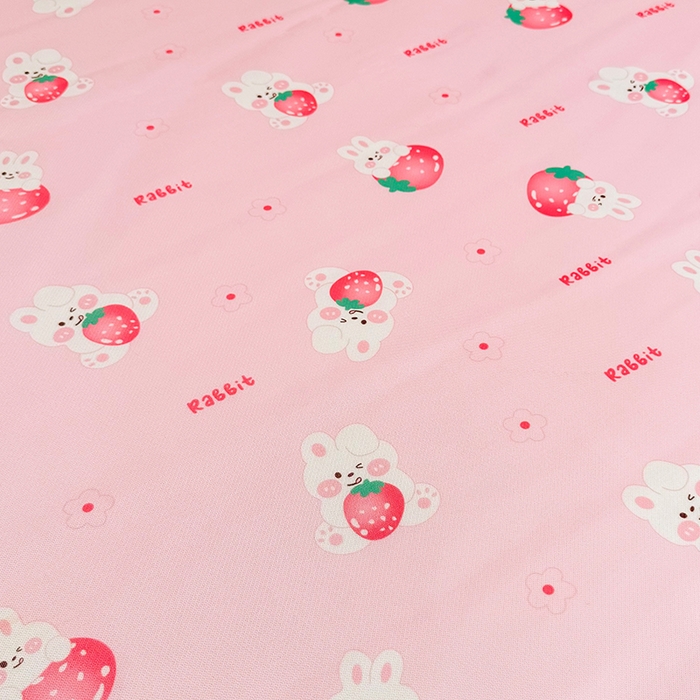 91家纺网 家纺一手货源 找家纺 萌宝家纺 2025新款小清新卡通学生宿舍凉席幼儿园小学生冰丝席冰藤软席 草莓兔兔