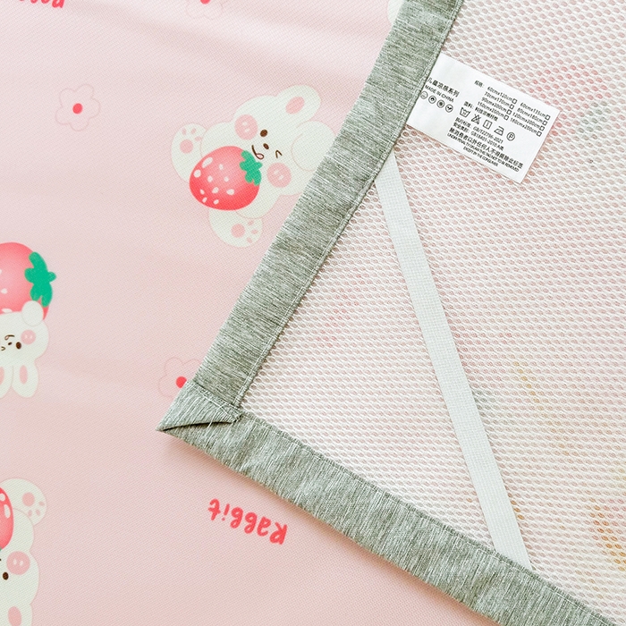 91家纺网 家纺一手货源 找家纺 萌宝家纺 2025新款小清新卡通学生宿舍凉席幼儿园小学生冰丝席冰藤软席 草莓兔兔