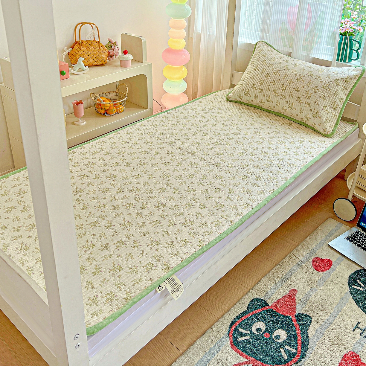 恒尚居 2025新款纯棉牛奶绒学生床垫 双面两用夹棉床单床垫-秋冬款 四季通用 香草园-A纯棉-B牛奶绒