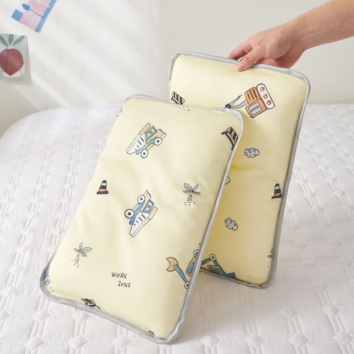 91家纺网 家纺一手货源 找家纺 小米枕芯 2025新款全棉儿童凉感冰爽柔软舒适亲肤枕头枕芯 米色挖掘机【单只装】