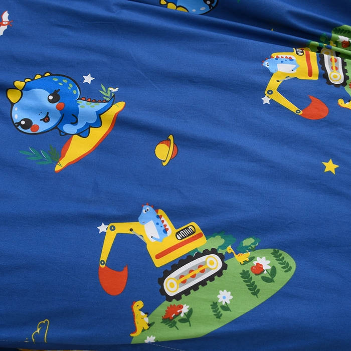 91家纺网 家纺一手货源 找家纺 萌宝家纺 2025新款幼儿园全棉纯棉三件套含芯婴童多件套 恐龙挖掘机