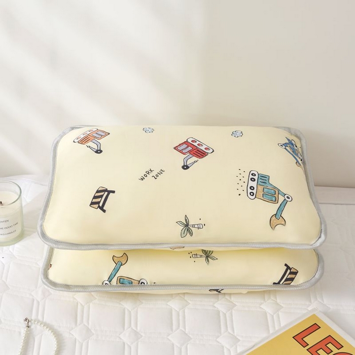 91家纺网 家纺一手货源 找家纺 小米枕芯 2025新款全棉儿童凉感冰爽柔软舒适亲肤枕头枕芯 米色挖掘机【单只装】