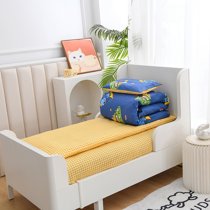 91家纺网 家纺一手货源 找家纺 萌宝家纺 2025新款幼儿园全棉纯棉三件套含芯婴童多件套 恐龙挖掘机