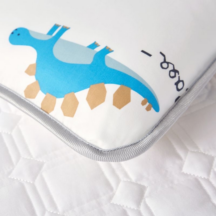 91家纺网 家纺一手货源 找家纺 小米枕芯 2025新款全棉儿童凉感冰爽柔软舒适亲肤枕头枕芯 白色蓝恐龙【一对装】