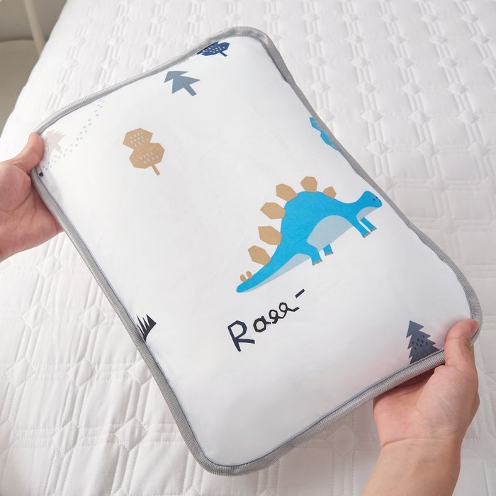 91家纺网 家纺一手货源 找家纺 小米枕芯 2025新款全棉儿童凉感冰爽柔软舒适亲肤枕头枕芯 白色蓝恐龙【一对装】