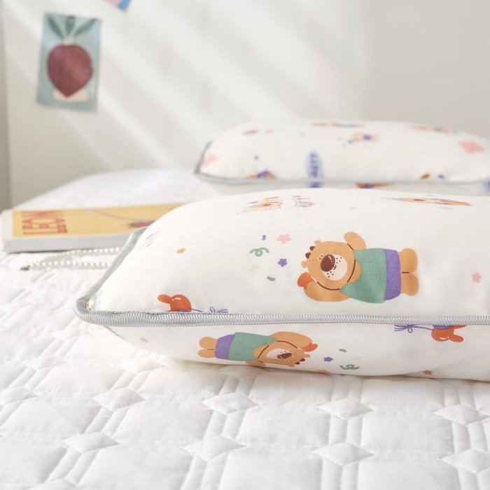 91家纺网 家纺一手货源 找家纺 小米枕芯 2025新款全棉儿童凉感冰爽柔软舒适亲肤枕头枕芯 白色生日派对【一对装】