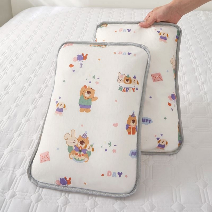 91家纺网 家纺一手货源 找家纺 小米枕芯 2025新款全棉儿童凉感冰爽柔软舒适亲肤枕头枕芯 白色生日派对【一对装】