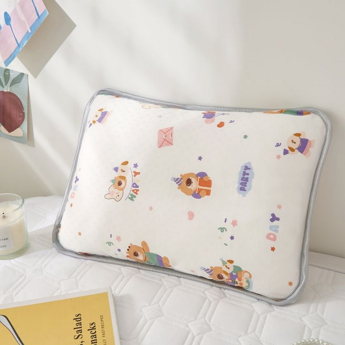 91家纺网 家纺一手货源 找家纺 小米枕芯 2025新款全棉儿童凉感冰爽柔软舒适亲肤枕头枕芯 白色生日派对【一对装】