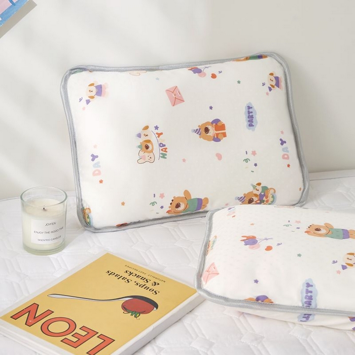 91家纺网 家纺一手货源 找家纺 小米枕芯 2025新款全棉儿童凉感冰爽柔软舒适亲肤枕头枕芯 白色生日派对【一对装】