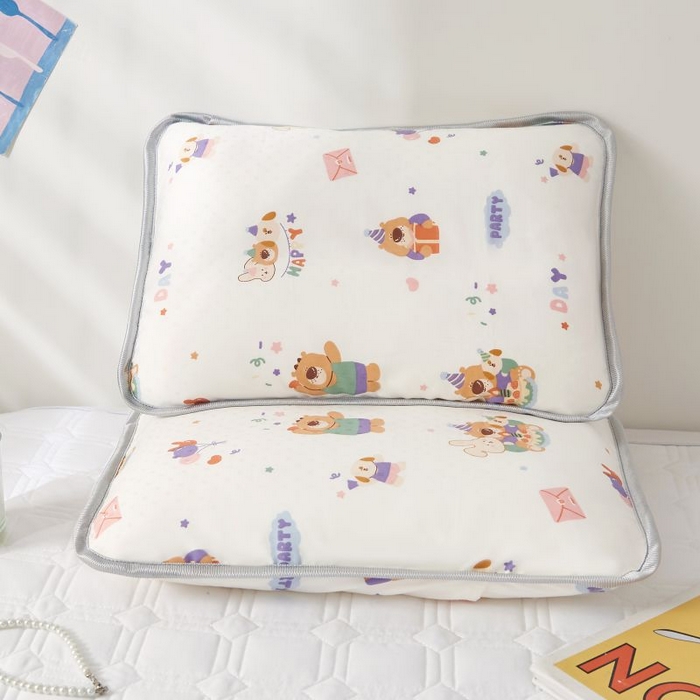 91家纺网 家纺一手货源 找家纺 小米枕芯 2025新款全棉儿童凉感冰爽柔软舒适亲肤枕头枕芯 白色生日派对【一对装】