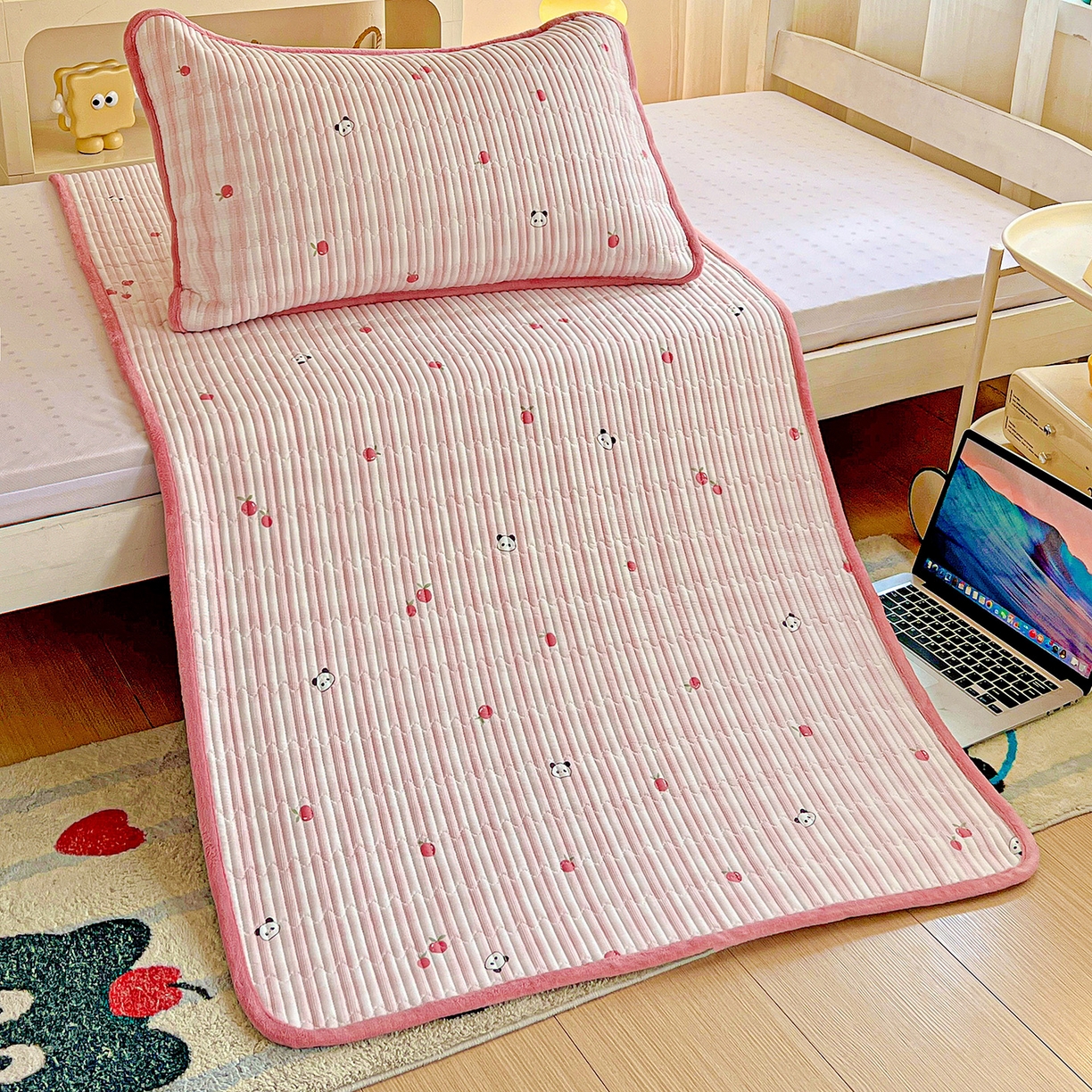 91家纺网 家纺一手货源 找家纺 恒尚居 2025新款纯棉牛奶绒学生床垫 双面两用夹棉床单床垫-秋冬款 四季通用 小欢喜-粉-A纯棉-B牛奶绒